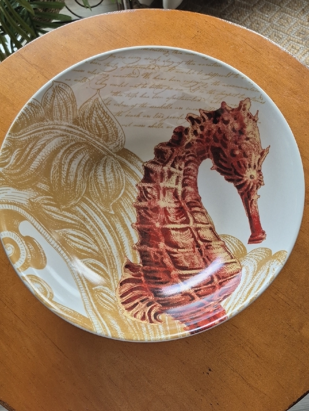 Creative Co-Op x Tim Coffey Large 12" Ceramic Seahorse Bowl